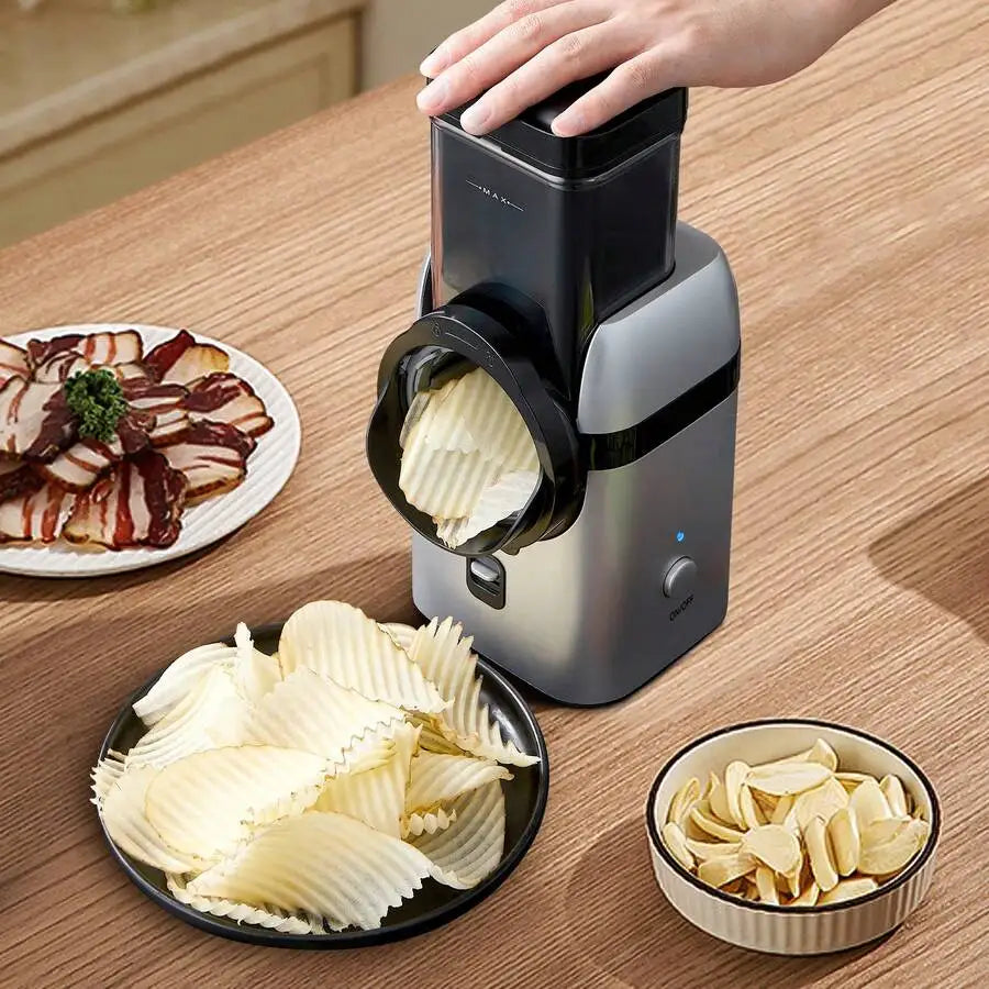 Electric Cheese Grater, Large Feed Chute Electric Grater Vegetable Shredder With Multi Replaceable Blades And Storage Box, 5 In