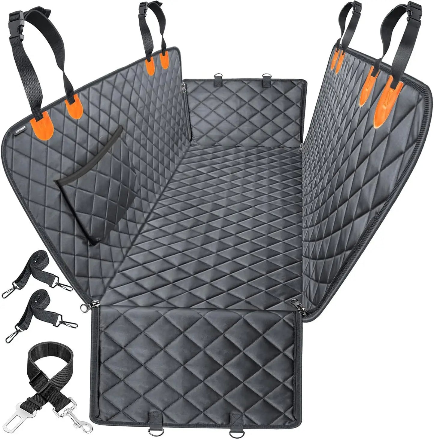 Dog Car Back Seat Cover Waterproof Quilted 600D Oxford Mesh Breathable Window Adjustable Buckle Straps for SUV Pet Travel Scratch Proof Dog Owners pet