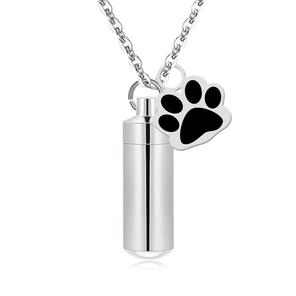 Polychrome Pet Paw Print Cremation Jewelry Urn Necklace for Ashes for Human/Pet Memorial Ashes Necklace Keepsake Pendant Lockets