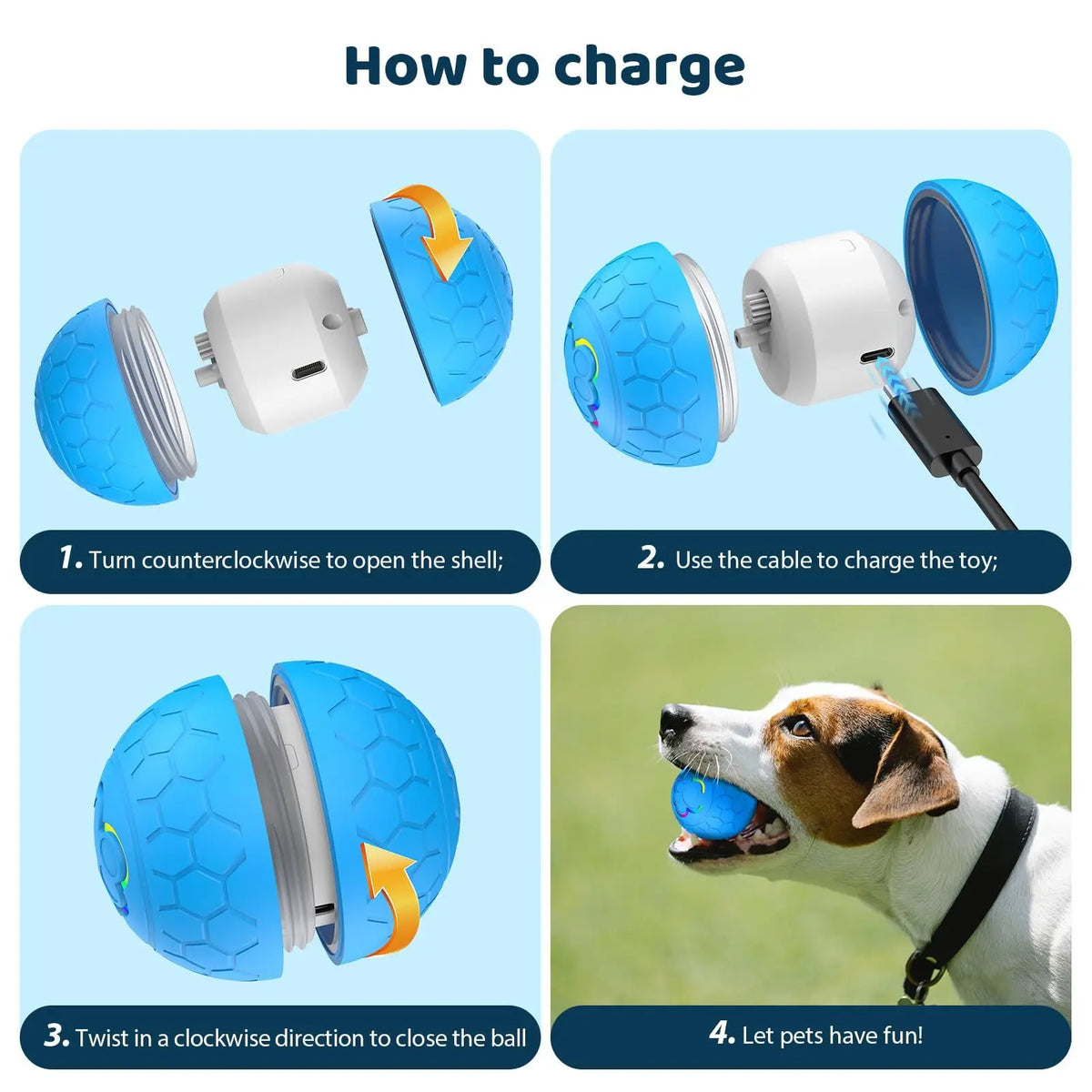 Automatic Electronic Dog Toy Ball With Interactive Bouncing RGB Lighting