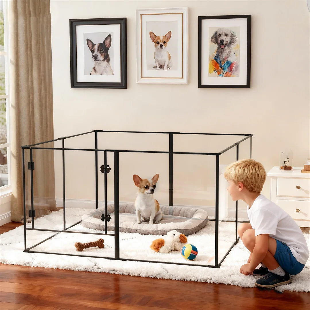 BINGOPAW Acrylic Dog Playpen Indoor Pet Exercise Area