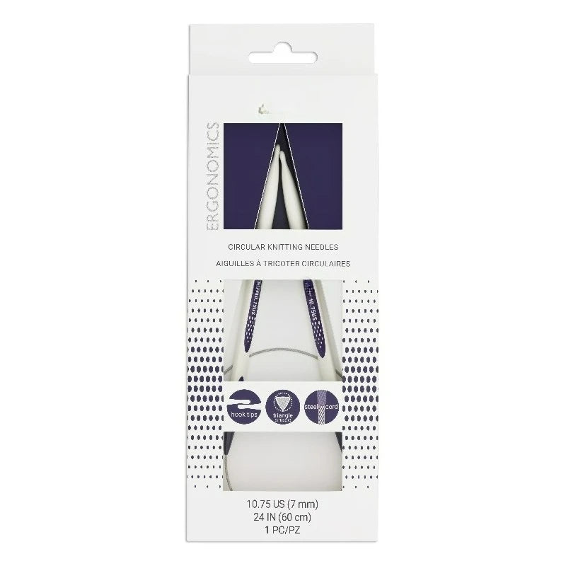 Ergonomic 24" Circular Knitting Needles, US 10.75 (7mm)