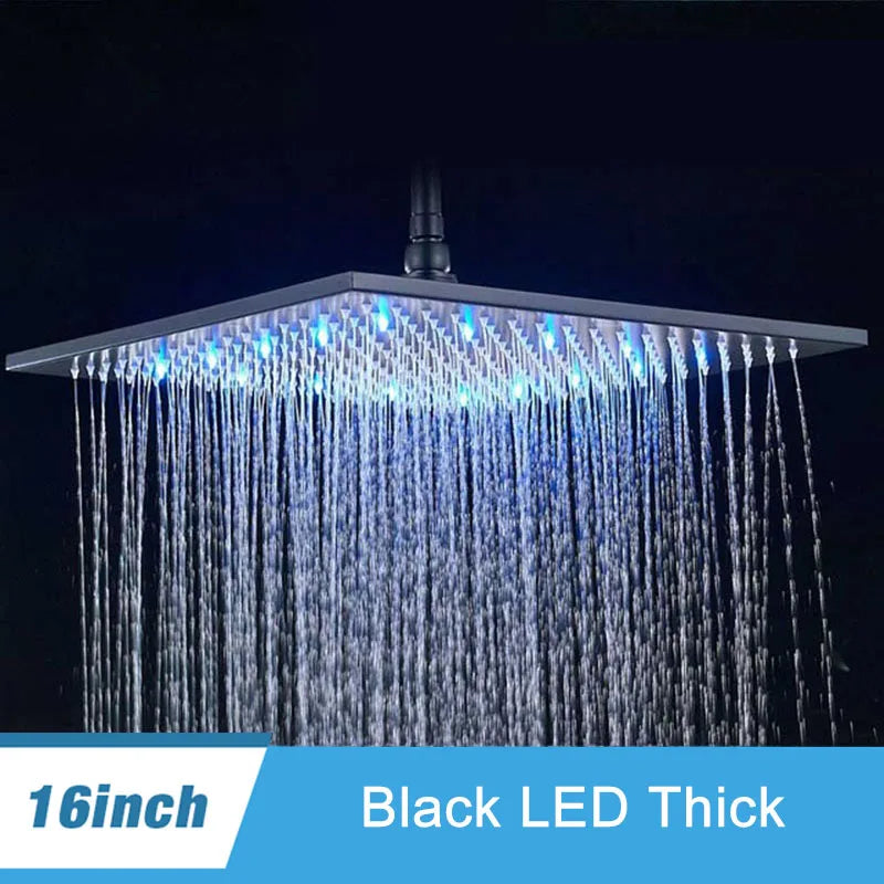 Shinesia LED Square Rainfall Showerhead With Stainless Steel Housing