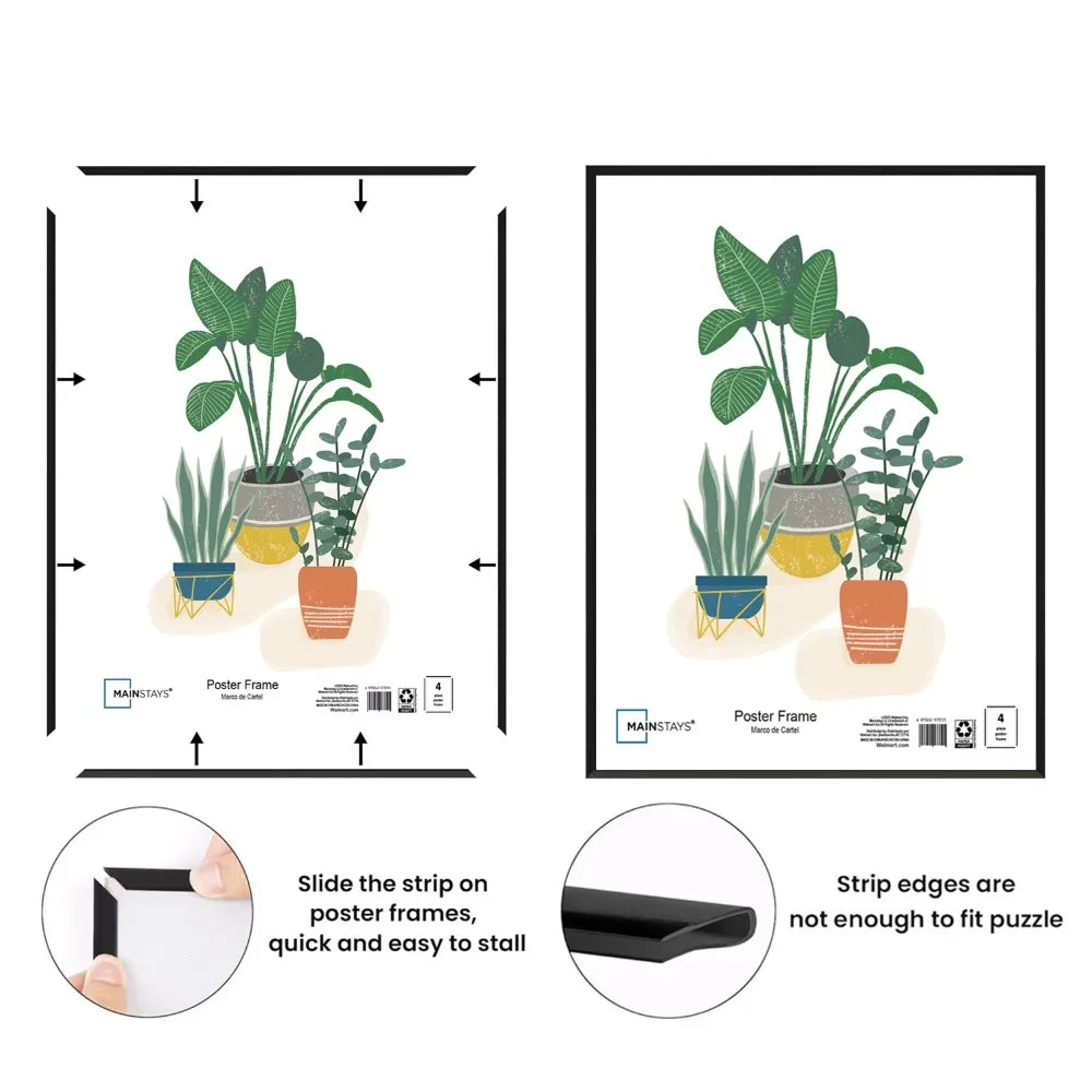 16x20 Picture Frame Black Flat Profile Wall Photo Frame for Pictures Poster Artwork Display with Glass Front and Hanging Kit