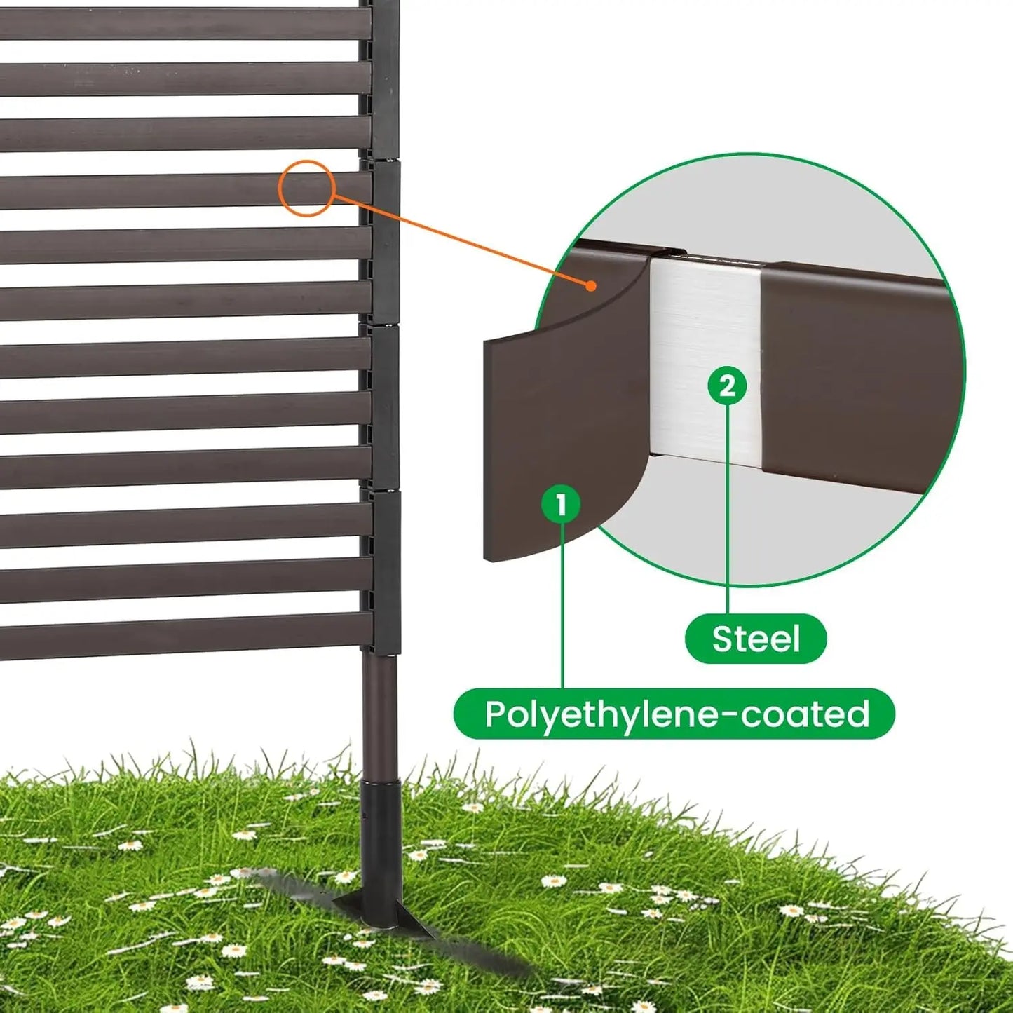 Metal Outdoor Privacy Screen With Stand For Patio Or Garden