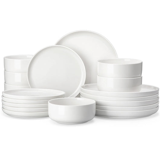 MALACASA 18/36-Piece Ceramic Plate Porcelain Dinnerware Set with 6/12 Pcs Dinner/Dessert Plates,Bowl Tableware Set for 6/12