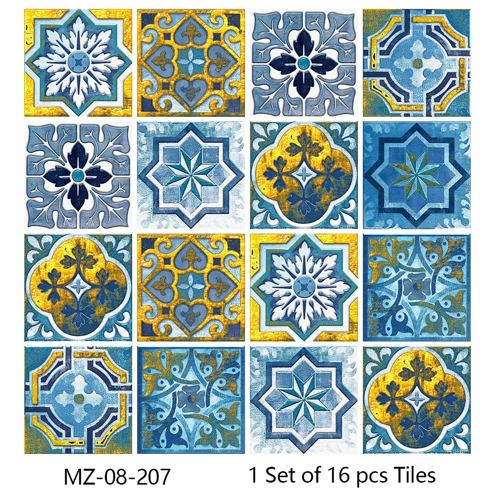 Matte Waterproof Tile Wall Stickers Set For Kitchen Bathroom PVC