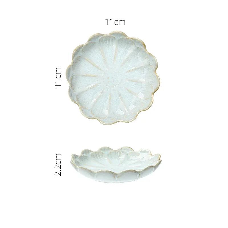 Japanese Ceramic Plate Kiln Glaze Soy Sauce Dish for Sashimi