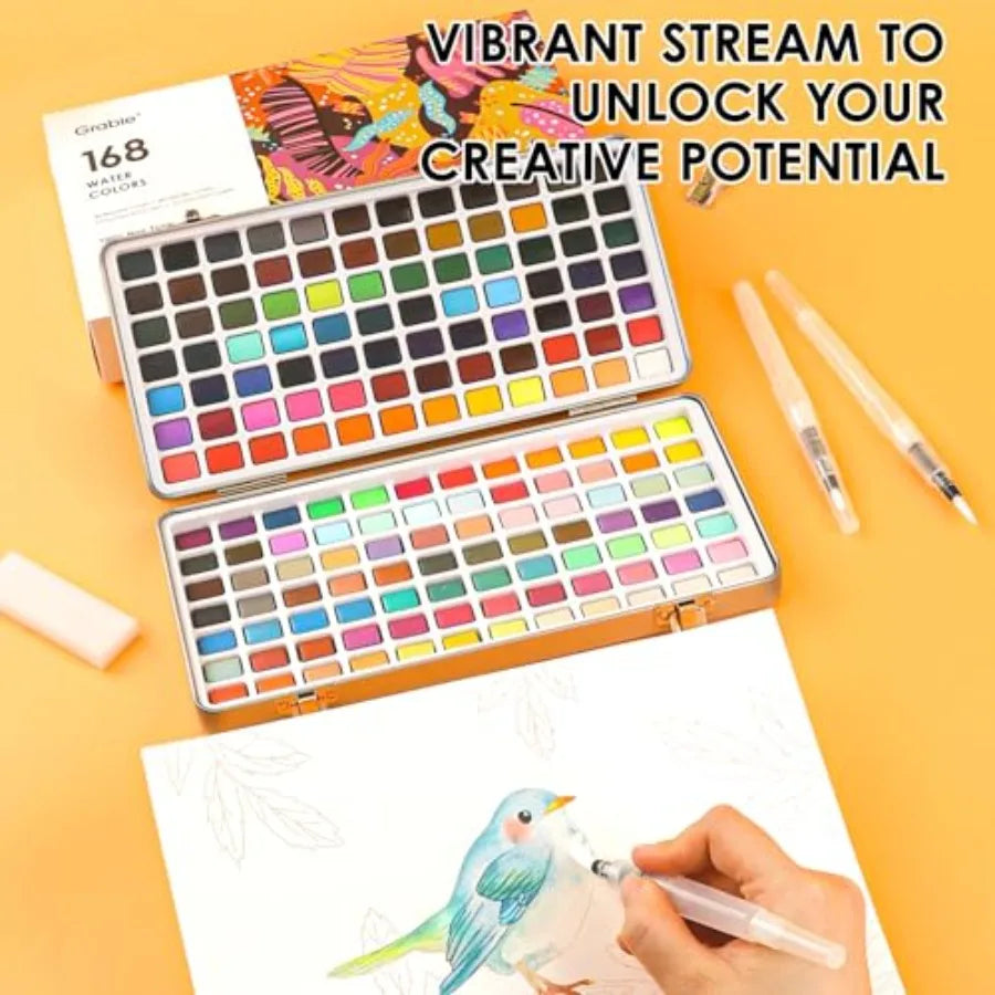Watercolor Paint Set, Watercolor Paints,,Painting Set with Coloring Book, Water Brushes and Drawing Pencil, Art Supplies, Perfe
