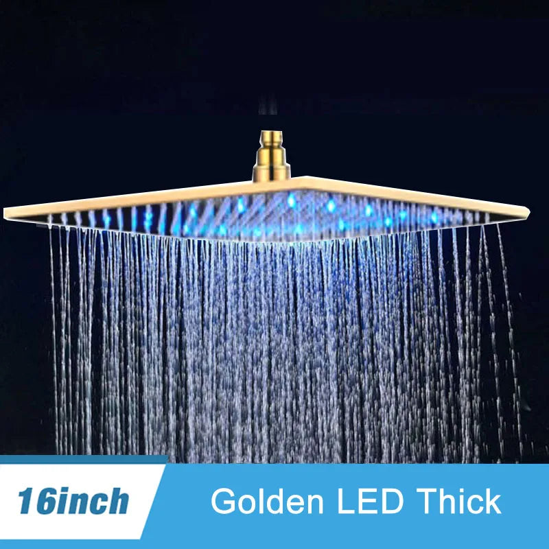 Shinesia LED Square Rainfall Showerhead With Stainless Steel Housing