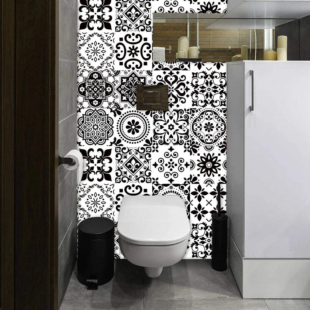 Matte Waterproof Tile Wall Stickers Set For Kitchen Bathroom PVC