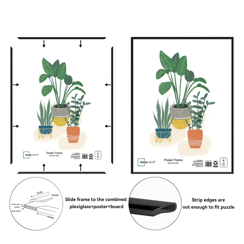 Best Selling 24x36 Inch Black Flat Profile Wall Photo Picture Frame Large Size Home Decor